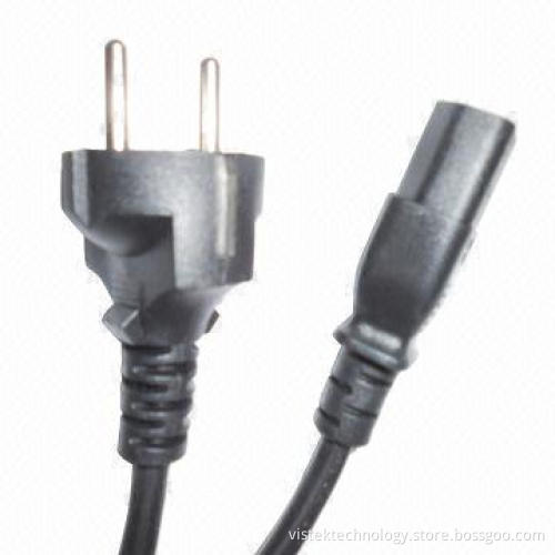 European Shucko AC Power Cord, EU Plug with C8 Connector,12 - 28AWG